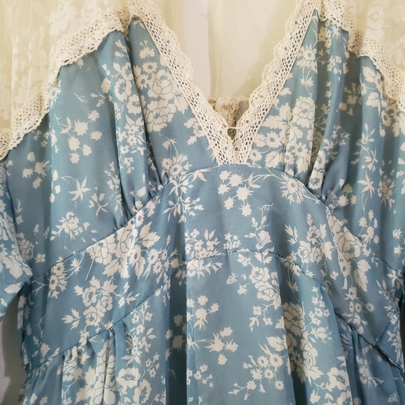 GUNNE SAX by Jessica Vintage 1970’s Blue Floral Dress. - Picture 4 of 12